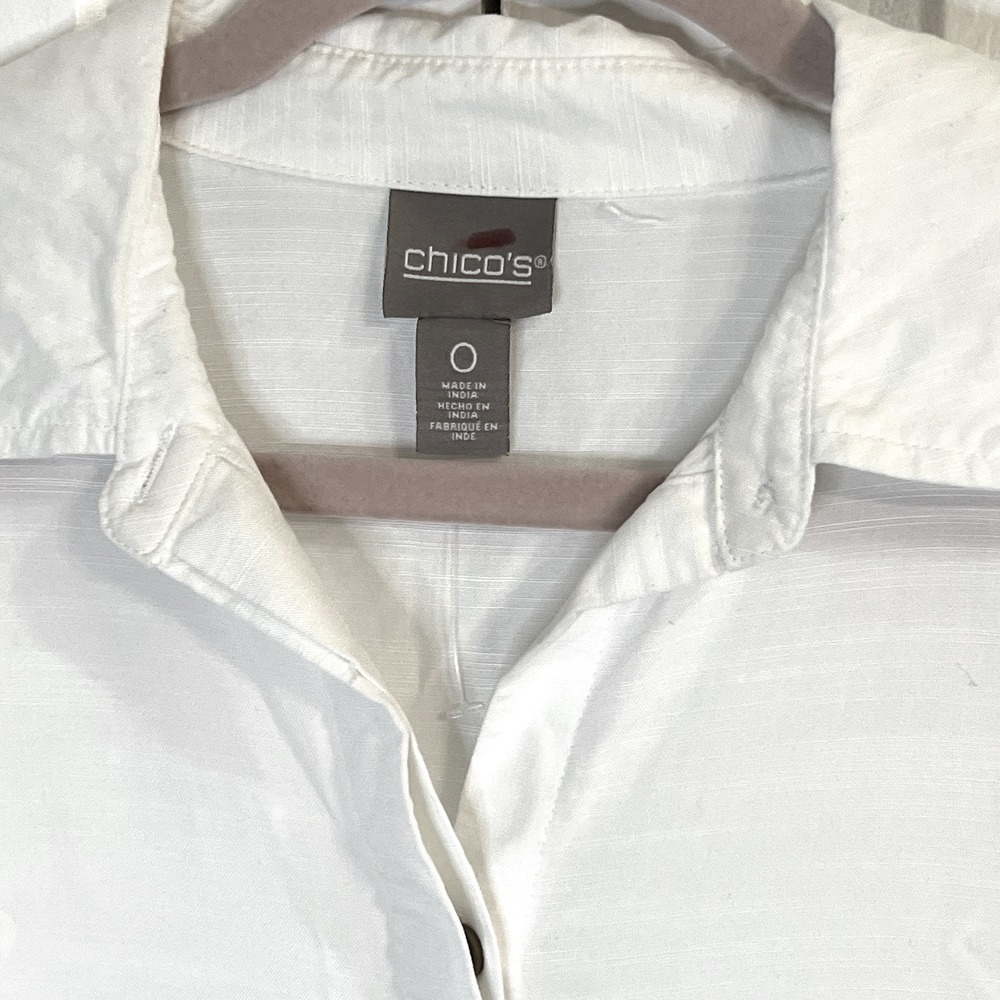 Chicos Button Front Tunic Blouse Side Buttons Whi… - image 4